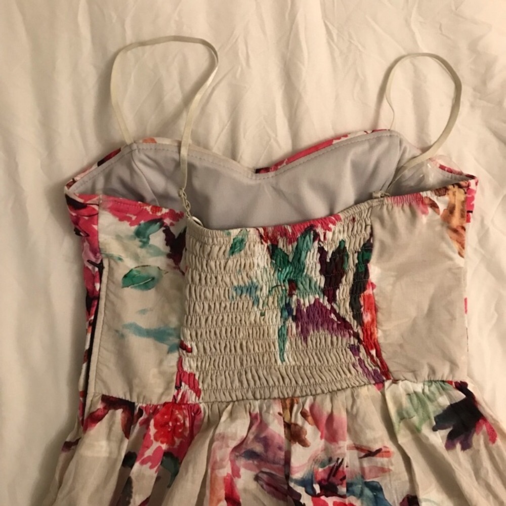 Watercolor Floral Sundress, Cream Pink and Purple, size Medium - Picture 7 of 16